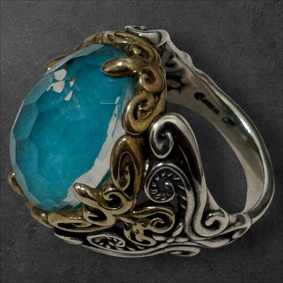 Carolyn Pollack Relios Size 8 Sterling & Brass Statement Ring - Picture 5 of 5